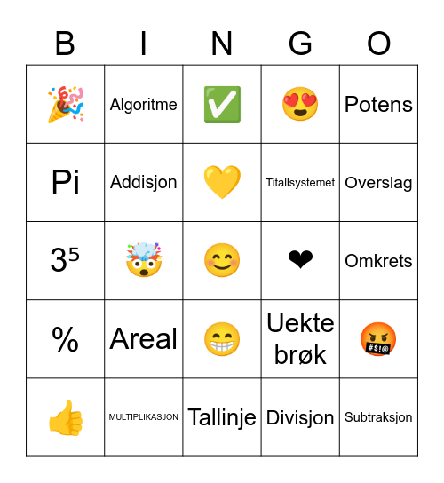 Mattebingo 8CD Bingo Card