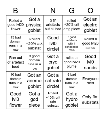 RAION ARTEFACTS FARM Bingo Card