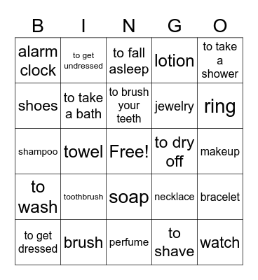 Reflexive Verbs Bingo Card