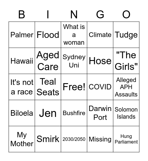 #LeadersDebate Bingo Card