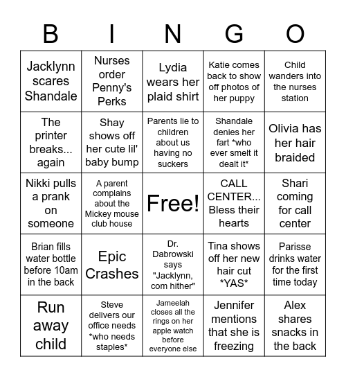 Pediatrics Bingo Card