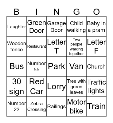 Walking Bingo Card