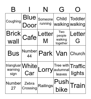 Walking Bingo Card
