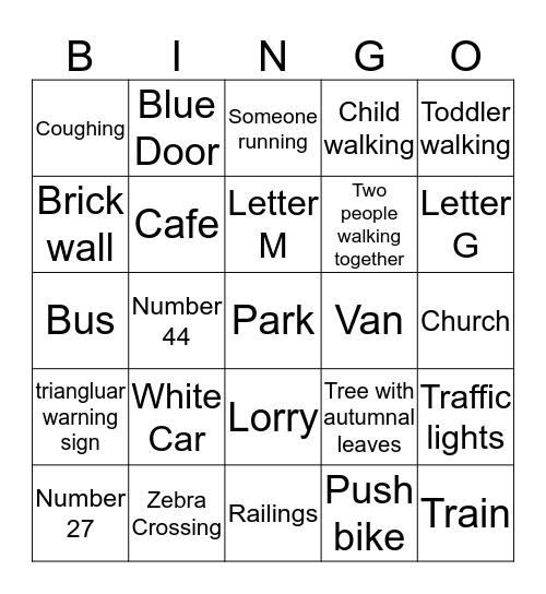 Walking Bingo Card