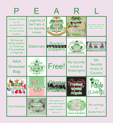 Alpha Kappa Alpha Bingo Card