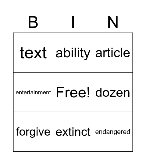 Untitled Bingo Card