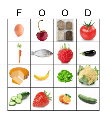 Food Bingo Card