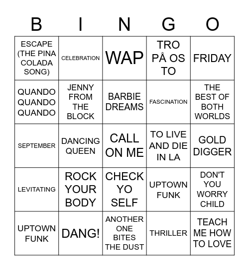 MUSIK BINGO Card