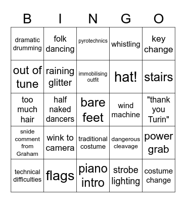 EUROVISION 2022 Bingo Card