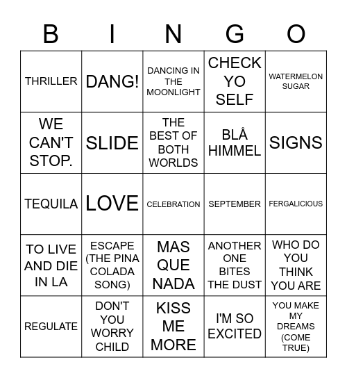 MUSIK BINGO Card