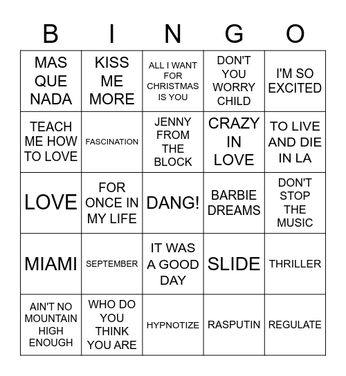 MUSIK BINGO Card