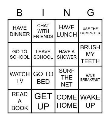 ROUTINE VERBS Bingo Card
