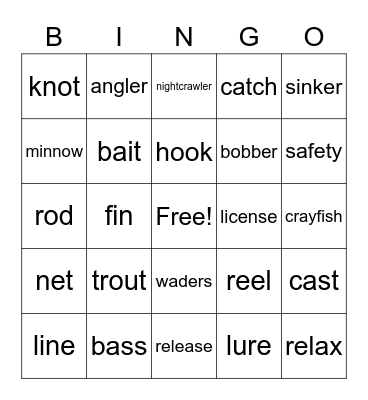 Let's Go Fishing! Bingo Card