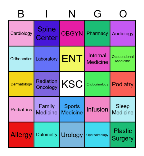 KSC SPECIALTIES Bingo Card