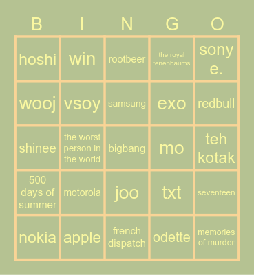 krys’ Bingo Card
