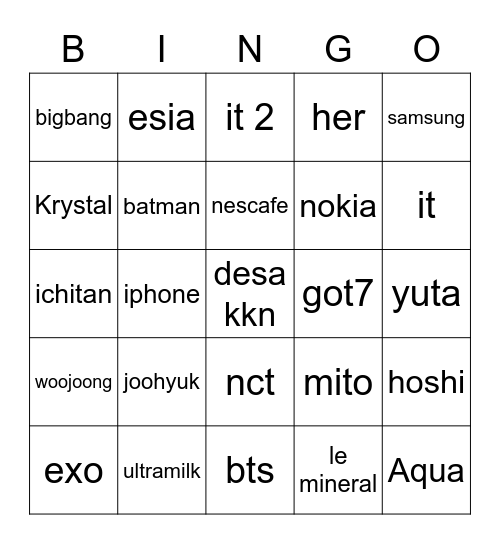 joo Bingo Card