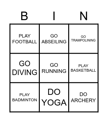 SPORTS BINGO Card
