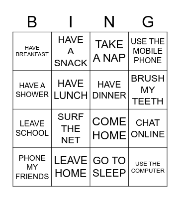 ROUTINE BIGO Bingo Card