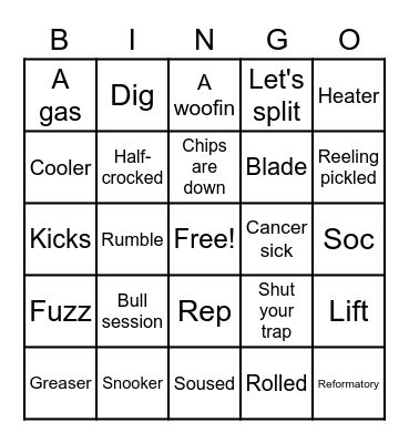 "The Outsiders" - Slang Bingo Card
