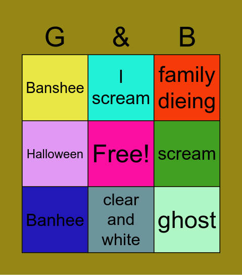 Ghost & Banshee Bingo Card