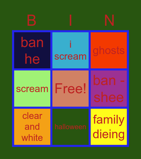 banshee and ghost bingo Card