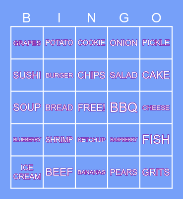 FOOD AND DRINK Bingo Card