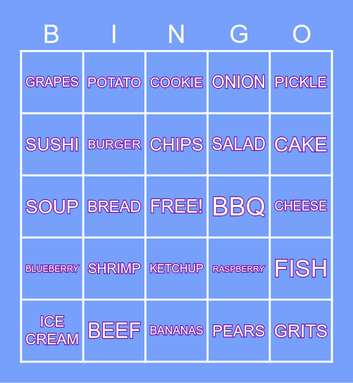 FOOD AND DRINK Bingo Card