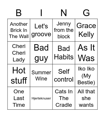 Musikkbingo Card