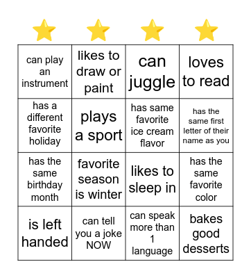 Find someone who... Bingo Card