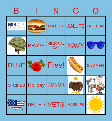 Memorial Day Bingo Card
