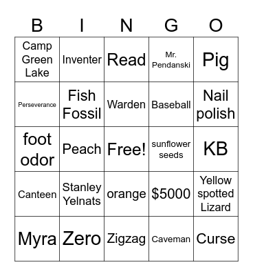 Holes Bingo Card
