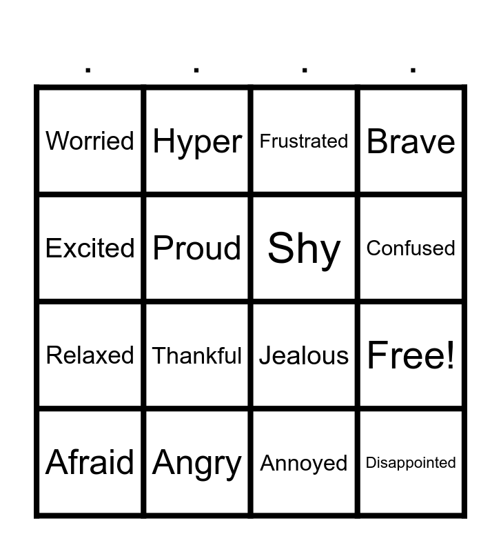 Facial Expressions Bingo Card