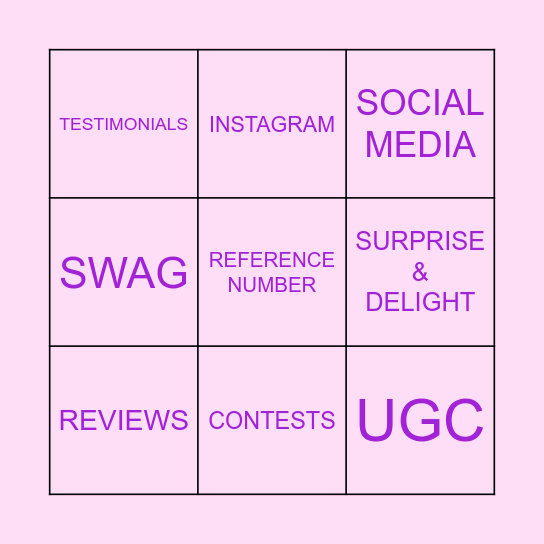 DIGITAL SHOWCASE BINGO! Bingo Card