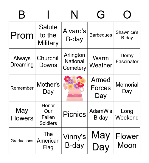 What's Happening In May Bingo Card