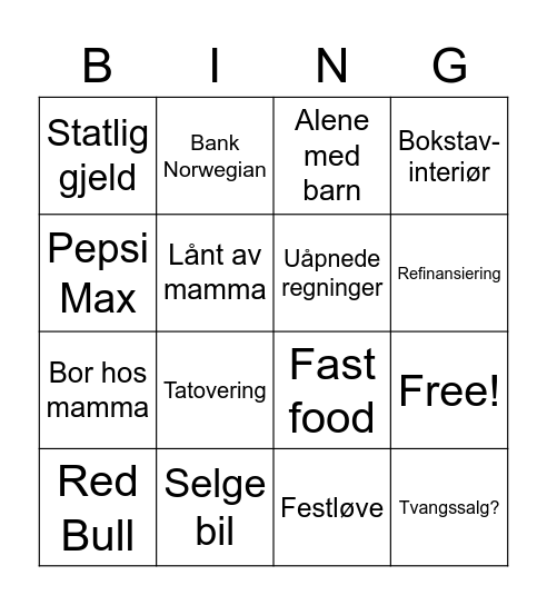 Luksusfellen Bingo Card
