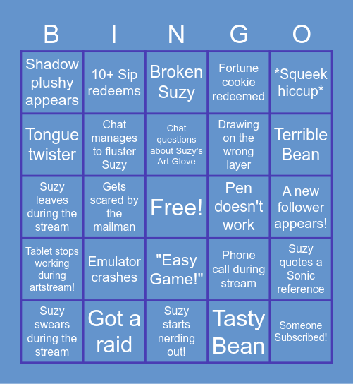 Suss Bingo Card