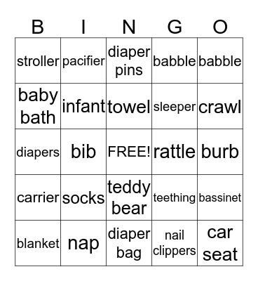 Baby Saleh Bingo Card