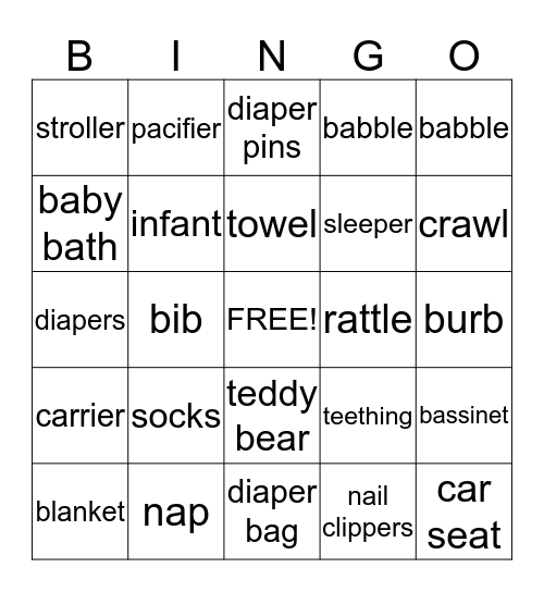 Baby Saleh Bingo Card