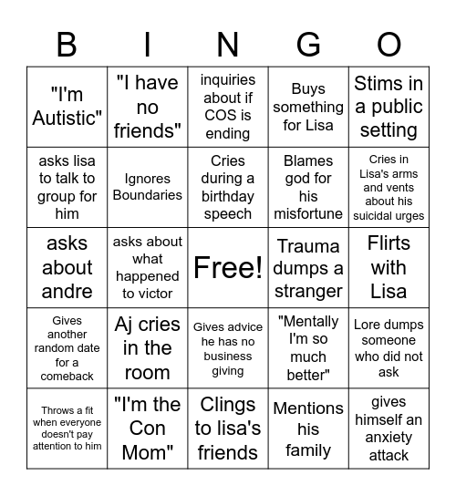 Cursed Fanime Bingo Board Bingo Card