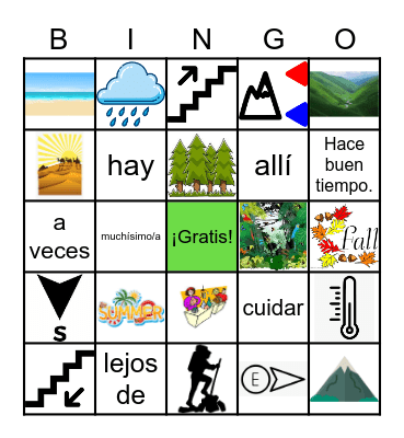 U6 El tiempo y actividades Bingo Card