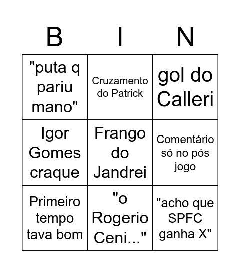 SPFC BALL Bingo Card