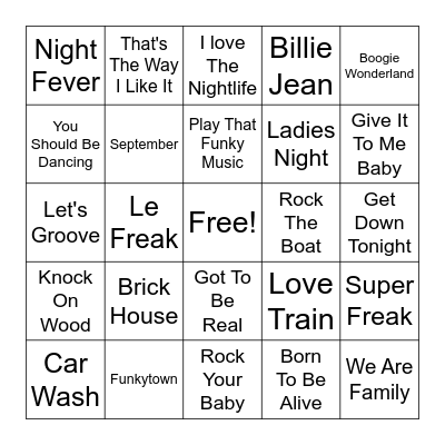 Disco Bingo Card