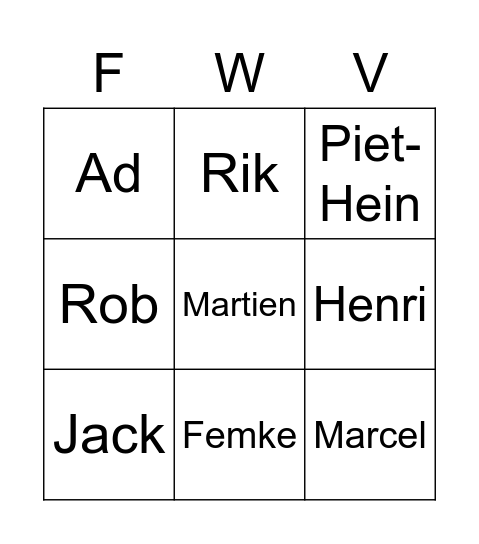 Wie o Wie Bingo Card