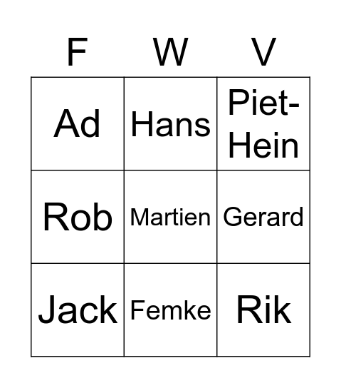 Wie o Wie Bingo Card