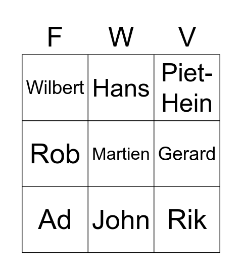 Wie o Wie Bingo Card