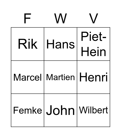 Wie o Wie Bingo Card