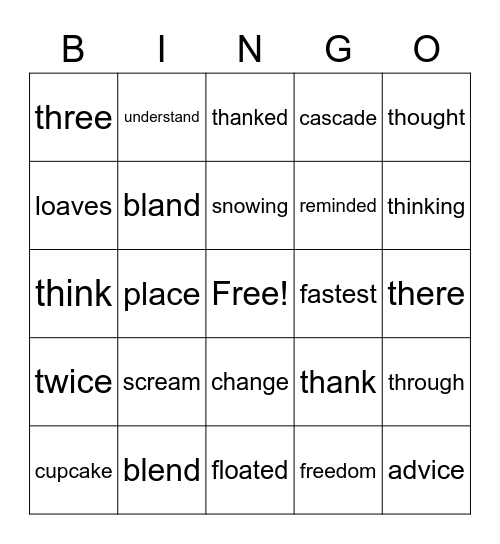 Third Grade Bingo Card