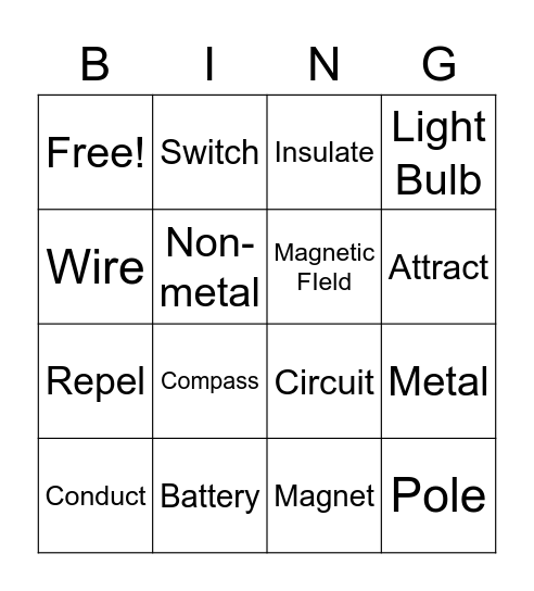 Vocabulary Bingo Card