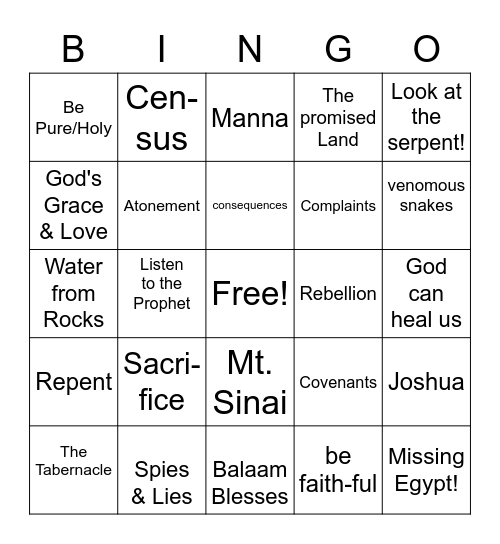 The Book of Numbers Bingo Card