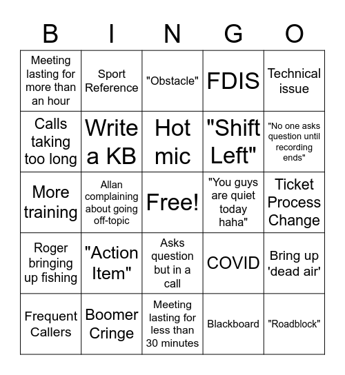 TSC Meeting BINGOOO WEEEE Bingo Card